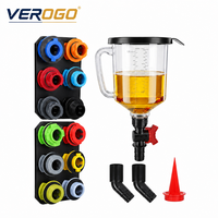 Kit de 18 Piezas para Vertido de Aceite de Motor, Antiderrame, Universal, 1.5L, con 12 Adaptadores Codificados por Color y Almacenamiento Magnético
