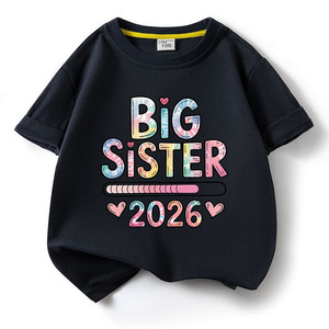 Nouveau modèle 2026 – T-<span class=keywords><strong>shirt</strong></span> imprimé en coton à manches courtes pour filles, en tissu tricoté, avec motif <span class=keywords><strong>Grande</strong></span> Sœur - Product Image 3