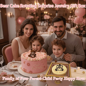 Scatola anello di rotazione torta con motivo quadrato orso piccolo per anniversario di matrimonio per collana anello braccialetto Display - Product Image 2