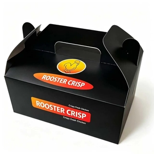 Caja de Transporte Personalizada para Pollo Crujiente con Eslogan de Marca, Papel Reciclable de Grado Alimenticio para Empaque de Entrega de Comida Rápida en Restaurantes - Product Image 1