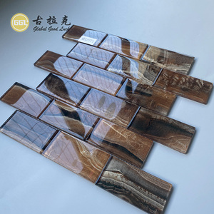 Goodluck กระเบื้องโมเสคแก้วใสสีน้ำตาลสดใส, กระเบื้องอิฐโมเสคผนังห้องน้ำห้องครัวห้องน้ำฝักบัว - Product Image 4