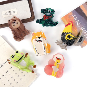 Horquilla de animales de dibujos animados, horquilla de acetato de cocodrilo Shiba Inu, estilo creativo, accesorios divertidos para el cabello para niños - Product Image 1