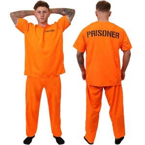 Suministro al por Mayor de Disfraces de Prisionero para Halloween, Disfraz de Prisionero a Rayas Naranja, Negro y Blanco para Adultos y Niños, Traje de Cosplay para Fiestas y Actuaciones - Product Image 2
