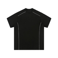 T-shirt à manches courtes pour couple, col rond ample, surdimensionné, en coton 220G 20S, avec empiècements en lin, doux, respirant, élégant, sur mesure