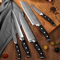 TOALLWIN Keukenmessen Damascus Patroon RVS Koksmessen Set Keukenmessen met Stand
