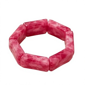 Bracelet en résine rose et blanche de qualité supérieure, perles, designs uniques, mignon, cadeau, bijoux de mariage pour femme - Product Image 4