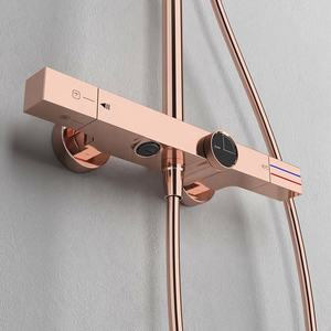 Juego de ducha termostática moderna, venta al por mayor de fábrica, sistema de lluvia de oro rosa, chorro de masaje, grifo de baño cromado hecho en latón - Product Image 3