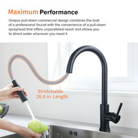 Robinet de cuisine à commande tactile, extractible, en acier inoxydable SUS304, col de cygne haute portée, mitigeur chaud/froid pour évier