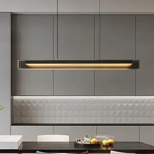 Lampadario Lungo Sospeso <span class=keywords><strong>per</strong></span> <span class=keywords><strong>Cucina</strong></span>, Soggiorno, Ufficio, Casa, Tavolo da Pranzo, Lampada <span class=keywords><strong>a</strong></span> <span class=keywords><strong>Sospensione</strong></span> <span class=keywords><strong>LED</strong></span> Lineare Minimalista Semplice - Product Image 4