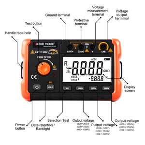 Victor RuoShui 60E+ 5000V High Voltage Insulation Meter Resistance <b>Testers</b> 200GΩ Digital Insulation <b>Tester</b> - Product Image 5