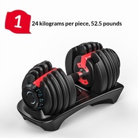 Ensemble d'haltères réglables FRS 24 kg 52,5 lb, réglage en 1 seconde, 15 niveaux, plaques en acier au carbone avec plateau, équipement de gym à domicile