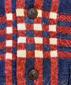 Suéter cárdigan de solapa a cuadros retro con estilo informal para mujer 100% algodón - Product Image 3