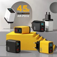 UE/EE. UU./Reino Unido enchufe 45W PD cargador rápido teléfonos móviles carga rápida Usb tipo C adaptador de corriente 45W tipo C cargador de viaje