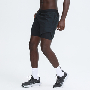 Boş özel Logo atletik Jogger spor şort Mens koşu spor Fitness şortu çizgili örgü 2 in 1 yaz rahat eğitim şort - Product Image 6