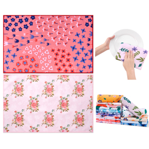ผ้าเช็ดตัวไมโครไฟเบอร์แบบซักได้พิมพ์ลายดอกไม้สองแพ็คชุดผ้าเช็ดตัวครัวชาแบบออกแบบได้ตามต้องการ - Product Image 1