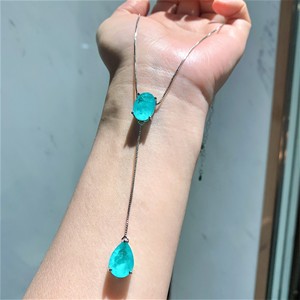 เครื่องประดับสไตล์เกาหลีชุบเงินทองแดงคุณภาพสูง ชุดเครื่องประดับจำลองสีสมบัติสไตล์ยุโรปอเมริกา ต่างหู 10*14 พร้อมจี้สร้อยคอ - Product Image 2