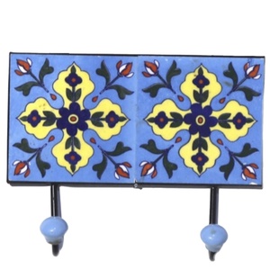 Gancho para abrigos de pared de cerámica azul de calidad de exportación, azulejo de cerámica azul cielo, Material de hierro fundido [CIH 181] - Product Image 1