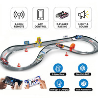 Circuit de course RC 4G pour deux joueurs EPT, en forme de B, avec lumières et son, jouet RC pour enfants avec voitures 1:64 et contrôle par application