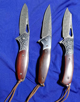 Couteau pliant de qualité supérieure en acier Damas, lame pointue, qualité industrielle, manche en bois, utilitaire, chasse, camping, 17,8-20,5 cm, OEM, cadeau