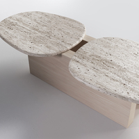 Table basse en marbre à double dalle de forme libre Dream Home, structure entièrement en marbre, table centrale minimaliste