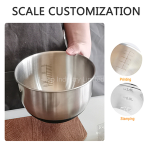Cuencos para mezclar ensaladas de acero inoxidable personalizables, tapa de lavabo pulida, cuenco mezclador de huevos con fondo de silicona, cuenco para servir pasteles y hornear - Product Image 4
