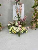 Set Bunga Pernikahan Buatan dari Hydrangea Putih Murni, Mawar, Tulip, Calla Lily, Rangkaian Bunga Sutra, Dekorasi Papan Selamat Datang untuk Upacara