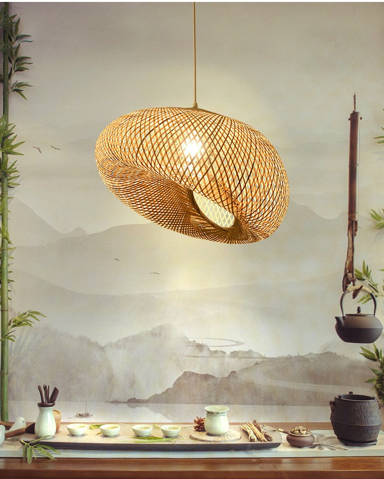 Деревянный подвесной фонарь, потолочный светильник, современный бамбуковый подвесной светильник для ресторана, кафе, домашнего декора, освещение