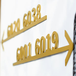 Número de habitación de guía de flecha de Hotel de oro cepillado con letras <span class=keywords><strong>3D</strong></span> de acero inoxidable de 3mm no luminoso, personalización de identificación de número de puerta - Product Image 6