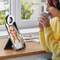 Clip sur Selfie Ring Light 40 lumière LED avec 3 modes d'éclairage luminosité en continu pour iPhone/Android téléphone portable iPad ordinateur portable