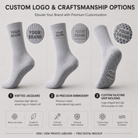 Kaos Kaki Pilates Logo Kustom, Bordir Jacquard, Katun Bergaris, Anti Selip, untuk Studio Yoga