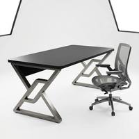 Table de jeu contemporaine en bois ergonomique et spacieuse, grand bureau d'ordinateur, station de travail stable avec structure de support en Z, pour la maison et le bureau