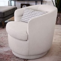 Fauteuil Club Moderne de Luxe Nordique Rembourré en Velours, Fauteuil Pivotant Bouclé pour Salon