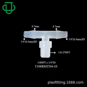 High Quality 1/8 NPT Threaded External T-Type Tee Connectors Brand New PP Plastic Pagoda Hook Fittings in Stock Medical Plastic - Product Image 2