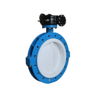 Vanne papillon à bride de grande taille DN1300 DN1200 DN1000 DN900 DN800 entièrement doublée de PTFE/PFA avec boîte de vitesses pour pipeline pétrolier