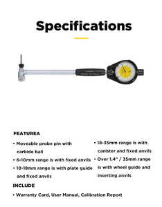 Fabricante Chinês de Medidor de Diâmetro Métrico de Alta Precisão, Faixa de 35-50mm, Medidor de Diâmetro com Guia de Roda e <span class=keywords><strong>Anvils</strong></span> de Inserção de 0.001mm - Product Image 2