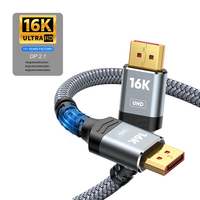 Cable Coaxial DP 2.1 de 16K, Alta Velocidad 60Hz 8K 120Hz 4K 240Hz HDR10 FreeSync G-Sync HDCP DSC 1.2a para Monitor y Reproductor de DVD