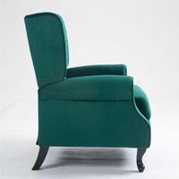 Fauteuil inclinable moderne de luxe pour salon, en tissu velours vert, confortable, inclinaison manuelle, structure en métal