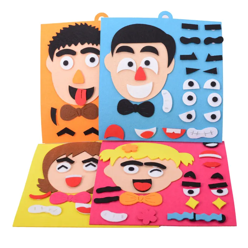 Felt Fabric Emotional Toys Stickers Toys Facial Expressions DIY Children Emotion Change Puzzle Teaching Aids