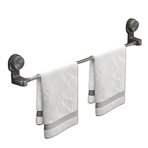 Towel <b>Bar</b> Suction Cup Adjustable Length Stainless Steel Plastic Bathroom Towel <b>Rack</b> Self Adhesive Minimalist Design - Product Image 2