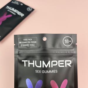 Yetişkinler için özel Logo kullanımlık plastik torbalar seks Gummies fermuar üst nem koku geçirmez delik baskılı çanta Gummies şekerler için - Product Image 5