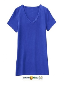 T-shirts à col en V en coton doux de créateur uni Vente en gros Fabricant du Bangladesh pour femmes LOGO en jersey personnalisé T-shirt de service OEM décontracté - Product Image 4