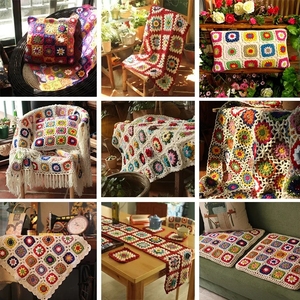Silla de cocina reciclada Boho Farmhouse, sofá, ganchillo, abuelita, flor cuadrada, cojín de asiento suave, 50x40, de estilo bohemio - Product Image 3