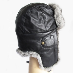 Sombreros de piel de conejo Real para hombre, gorros de piel cálida a prueba de viento, Color negro, tamaño completo, el mejor <span class=keywords><strong>precio</strong></span> - Product Image 6
