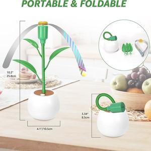 Ventilateurs de table pliables en forme de pot de fleurs, prêts à être expédiés, alimentés par deux batteries, fonctionnement silencieux pour usage domestique - Product Image 5
