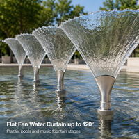 Boquilla de Acero Inoxidable Tipo Pico de Pato, Rociador de Agua Plano, Boquilla Comercial para Fuentes, Efecto Cortina de Agua para Lagos, Programable para Jardín