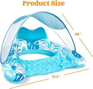 New Custom <b>Inflatable</b> <b>Floating</b> Water Sunscreen U-shaped Seat with Sunshade Canopy <b>Inflatable</b> Sofa Lounger Wholesale - Product Image 5