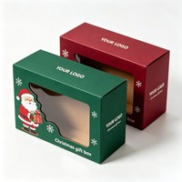 Kotak Kertas Natal Daur Ulang Kustom Grosir Murah dengan Jendela untuk Kemasan Mainan, Roti, Kue, Biskuit, dan Camilan