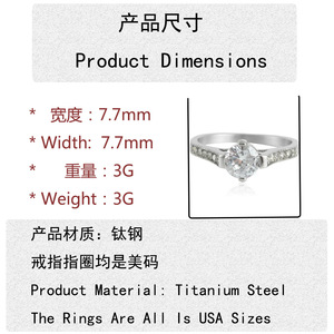 yunnique Women's Stainless Steel <b>Ring</b> With White Gemstone Prong Setting Engagement Jewelry 21092 - Product Image 2