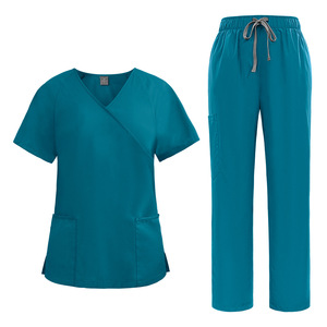 Women's V-Neck Scrub Sets With Drawstring Pants Hospital Uniforms For Nurses And Medical Staff In Multiple Colors - Product Image 2