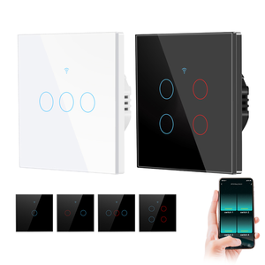 Interruptor de Parede Sem Fio com Painel de Vidro Touch WiFi <span class=keywords><strong>Smart</strong></span> Life RF433 220V EU UK, Não Requer Neutro - Product Image 1